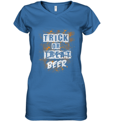 Trick or Beer Funny Halloween Trick or Treat Women's V-Neck T-Shirt Women's V-Neck T-Shirt - HHHstores