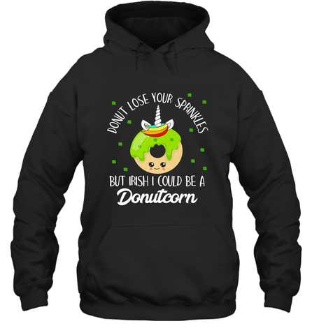 Donutcorn Funny Cute Donut Unicorn Irish St Patrick's Day Hooded Sweatshirt Hooded Sweatshirt / Black / S Hooded Sweatshirt - HHHstores