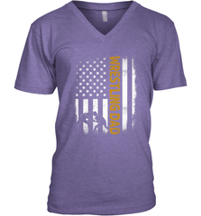 Wrestling Dad Tshirt American Flag 4th Of July Fathers Day Men's V-Neck Men's V-Neck - HHHstores