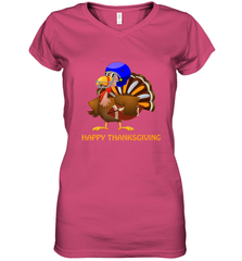 Cool Happy Thanksgiving Football Shirt Gobble Player Turkey Women's V-Neck T-Shirt Women's V-Neck T-Shirt - HHHstores