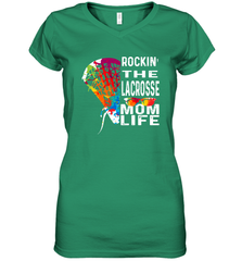 Lacrosse Rockin The Mom Life Women's V-Neck T-Shirt Women's V-Neck T-Shirt - HHHstores