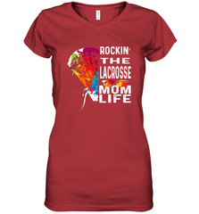 Lacrosse Rockin The Mom Life Women's V-Neck T-Shirt Women's V-Neck T-Shirt - HHHstores