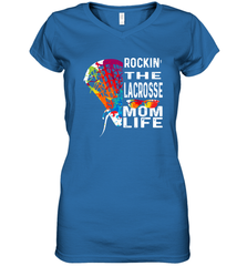 Lacrosse Rockin The Mom Life Women's V-Neck T-Shirt Women's V-Neck T-Shirt - HHHstores