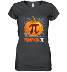 Pumpkin Pi Shirt Math Halloween Thanksgiving Costume Pie Day Women's V-Neck T-Shirt