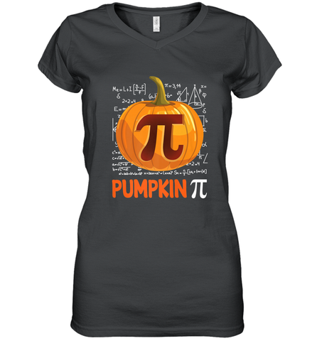 Pumpkin Pi Shirt Math Halloween Thanksgiving Costume Pie Day Women's V-Neck T-Shirt Women's V-Neck T-Shirt / Black / S Women's V-Neck T-Shirt - HHHstores