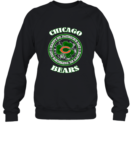 NFL Chicagi Bears Logo Happy St Patrick's Day Crewneck Sweatshirt Crewneck Sweatshirt / Black / S Crewneck Sweatshirt - HHHstores
