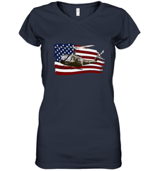 UH 1 UH1 Huey Helicopter T shirt American Flag usa Women's V-Neck T-Shirt Women's V-Neck T-Shirt - HHHstores