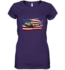 UH 1 UH1 Huey Helicopter T shirt American Flag usa Women's V-Neck T-Shirt Women's V-Neck T-Shirt - HHHstores