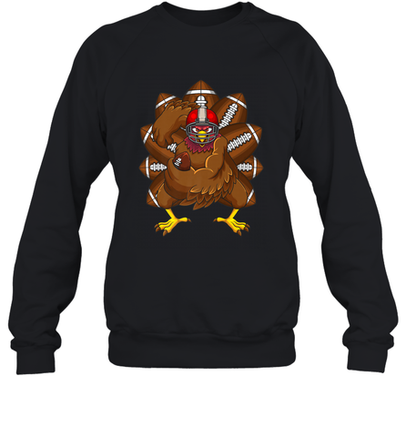 Cool Turkey Football Feathers Funny Thanksgiving Sports Crewneck Sweatshirt Crewneck Sweatshirt / Black / S Crewneck Sweatshirt - HHHstores