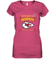 NFL Kansas City Chiefs Pro Line by Fanatics Super Bowl LIV Champions Women's V-Neck T-Shirt Women's V-Neck T-Shirt - HHHstores