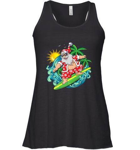Christmas in July Santa Claus Hawaiian Surfing Gift Surf Women's Racerback Tank Women's Racerback Tank / Black / XS Women's Racerback Tank - HHHstores
