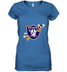 Nfl Oakland Raiders Champion Mickey Mouse Women's V-Neck T-Shirt Women's V-Neck T-Shirt - HHHstores