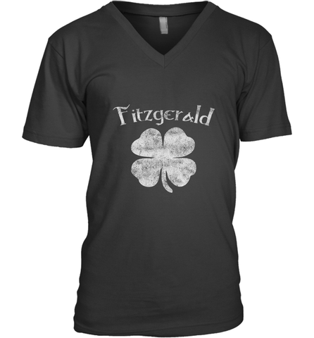 Vintage Fitzgerald Irish Shamrock St Patty's Day Men's V-Neck Men's V-Neck / Black / S Men's V-Neck - HHHstores