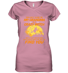 You can't scare me My grandma is a crazy witch Women's V-Neck T-Shirt Women's V-Neck T-Shirt - HHHstores