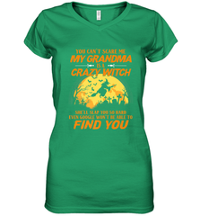 You can't scare me My grandma is a crazy witch Women's V-Neck T-Shirt Women's V-Neck T-Shirt - HHHstores