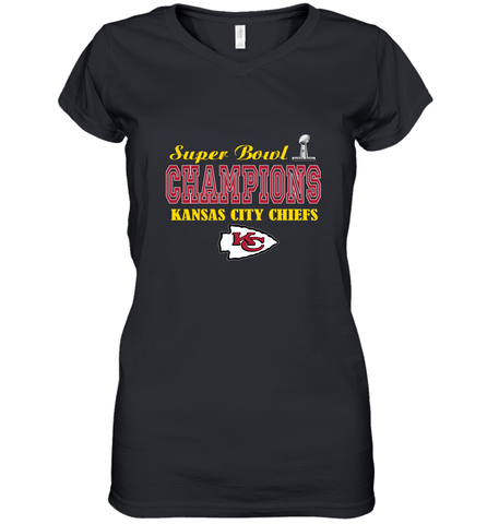 NFL super bowl Kansas City Chiefs champions Women's V-Neck T-Shirt Women's V-Neck T-Shirt / Black / S Women's V-Neck T-Shirt - HHHstores