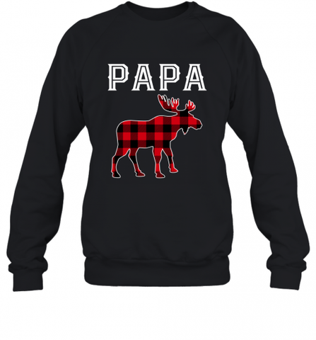 Papa Moose Red Plaid Christmas Pajama Crewneck Sweatshirt Crewneck Sweatshirt / Black / S Crewneck Sweatshirt - HHHstores
