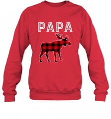 Papa Moose Red Plaid Christmas Pajama Crewneck Sweatshirt Crewneck Sweatshirt - HHHstores