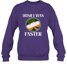 Irish I Was Faster Funny Running St Patricks Day Crewneck Sweatshirt Crewneck Sweatshirt - HHHstores