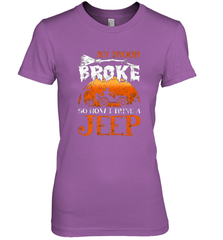 My Broom Broke So Now I Drive A Jeep Funny Witch Halloween Women's Premium T-Shirt Women's Premium T-Shirt - HHHstores