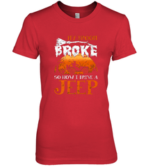 My Broom Broke So Now I Drive A Jeep Funny Witch Halloween Women's Premium T-Shirt Women's Premium T-Shirt - HHHstores