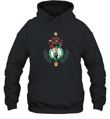NBA Boston Celtics Logo merry Christmas gilf Hooded Sweatshirt Hooded Sweatshirt / Black / S Hooded Sweatshirt - HHHstores
