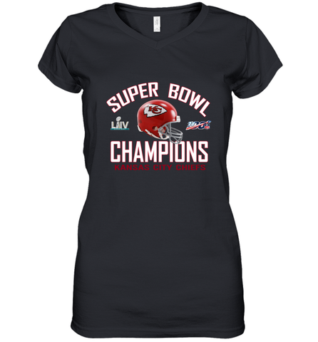 NFL super bowl Kansas City Chiefs Logo Helmet champions Women's V-Neck T-Shirt Women's V-Neck T-Shirt / Black / S Women's V-Neck T-Shirt - HHHstores