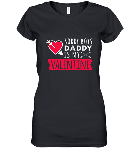 Kids Funny Valentine's Day Present For Your Little Girl, Daughter Women's V-Neck T-Shirt Women's V-Neck T-Shirt / Black / S Women's V-Neck T-Shirt - HHHstores