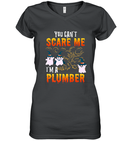 You Can't Scare Me I'm A Plumber T Shirt Plumber Halloween Women's V-Neck T-Shirt Women's V-Neck T-Shirt / Black / S Women's V-Neck T-Shirt - HHHstores