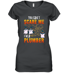 You Can't Scare Me I'm A Plumber T Shirt Plumber Halloween Women's V-Neck T-Shirt Women's V-Neck T-Shirt - HHHstores