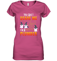 You Can't Scare Me I'm A Plumber T Shirt Plumber Halloween Women's V-Neck T-Shirt Women's V-Neck T-Shirt - HHHstores