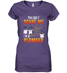 You Can't Scare Me I'm A Plumber T Shirt Plumber Halloween Women's V-Neck T-Shirt Women's V-Neck T-Shirt - HHHstores