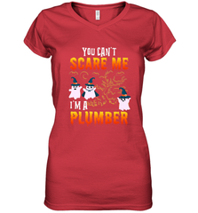 You Can't Scare Me I'm A Plumber T Shirt Plumber Halloween Women's V-Neck T-Shirt Women's V-Neck T-Shirt - HHHstores