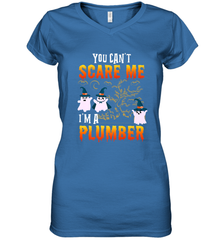 You Can't Scare Me I'm A Plumber T Shirt Plumber Halloween Women's V-Neck T-Shirt Women's V-Neck T-Shirt - HHHstores