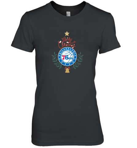 NBA Philadelphia 76ers Logo merry Christmas gilf Women's Premium T-Shirt Women's Premium T-Shirt / Black / XS Women's Premium T-Shirt - HHHstores