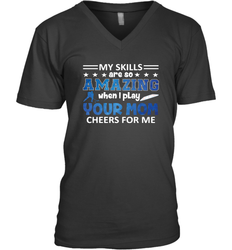 HOCKEY Yours Mom Cheers For Me Men's V-Neck