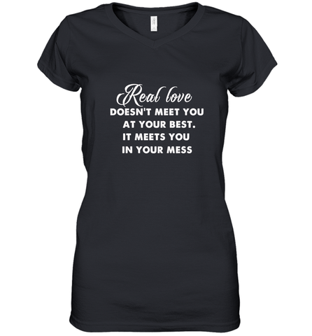 Real love funny quotes for valentine Women's V-Neck T-Shirt Women's V-Neck T-Shirt / Black / S Women's V-Neck T-Shirt - HHHstores