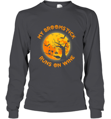 My Broomstick Runs On Wine Funny Halloween Costume Witch Long Sleeve T-Shirt Long Sleeve T-Shirt - HHHstores