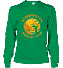 My Broomstick Runs On Wine Funny Halloween Costume Witch Long Sleeve T-Shirt Long Sleeve T-Shirt - HHHstores