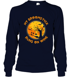 My Broomstick Runs On Wine Funny Halloween Costume Witch Long Sleeve T-Shirt
