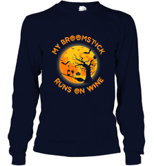 My Broomstick Runs On Wine Funny Halloween Costume Witch Long Sleeve T-Shirt Long Sleeve T-Shirt - HHHstores