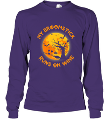 My Broomstick Runs On Wine Funny Halloween Costume Witch Long Sleeve T-Shirt Long Sleeve T-Shirt - HHHstores