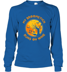 My Broomstick Runs On Wine Funny Halloween Costume Witch Long Sleeve T-Shirt Long Sleeve T-Shirt - HHHstores