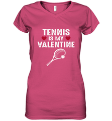 Tennis Is My Valentine Funny Gift For Women Women's V-Neck T-Shirt Women's V-Neck T-Shirt - HHHstores