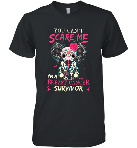 You can't Scare Me I'm Breast Cancer Survivor Elephant Funny Men's Premium T-Shirt Men's Premium T-Shirt / Black / XS Men's Premium T-Shirt - HHHstores