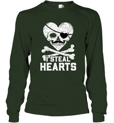 I Steal Hearts Valentine's Day Pirate Skull Art Graphics Long Sleeve T-Shirt Long Sleeve T-Shirt - HHHstores