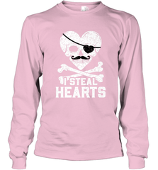 I Steal Hearts Valentine's Day Pirate Skull Art Graphics Long Sleeve T-Shirt Long Sleeve T-Shirt - HHHstores