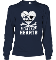 I Steal Hearts Valentine's Day Pirate Skull Art Graphics Long Sleeve T-Shirt Long Sleeve T-Shirt - HHHstores