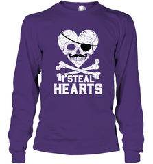 I Steal Hearts Valentine's Day Pirate Skull Art Graphics Long Sleeve T-Shirt Long Sleeve T-Shirt - HHHstores