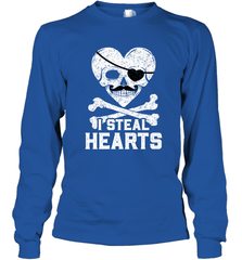 I Steal Hearts Valentine's Day Pirate Skull Art Graphics Long Sleeve T-Shirt Long Sleeve T-Shirt - HHHstores